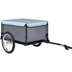 vidaXL Fietstrailer 65 kg grijs en blauw