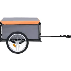 vidaXL Fietstrailer 65 kg grijs en oranje