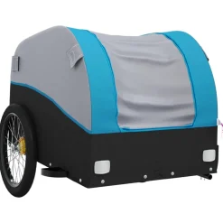 vidaXL Fietstrailer 30 kg ijzer zwart en blauw