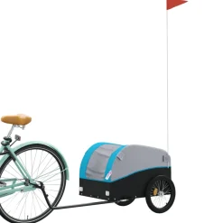 vidaXL Fietstrailer 30 kg ijzer zwart en blauw