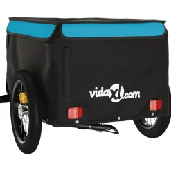 vidaXL Fietstrailer 30 kg ijzer zwart en blauw