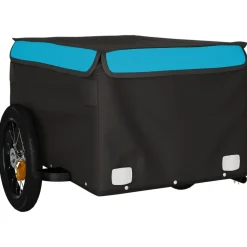 vidaXL Fietstrailer 30 kg ijzer zwart en blauw