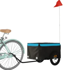 vidaXL Fietstrailer 30 kg ijzer zwart en blauw