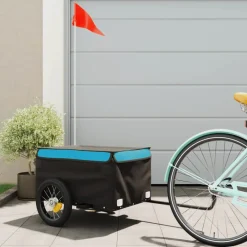 vidaXL Fietstrailer 30 kg ijzer zwart en blauw