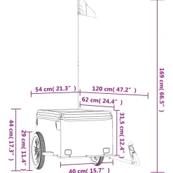 vidaXL Fietstrailer 30 kg ijzer zwart en blauw