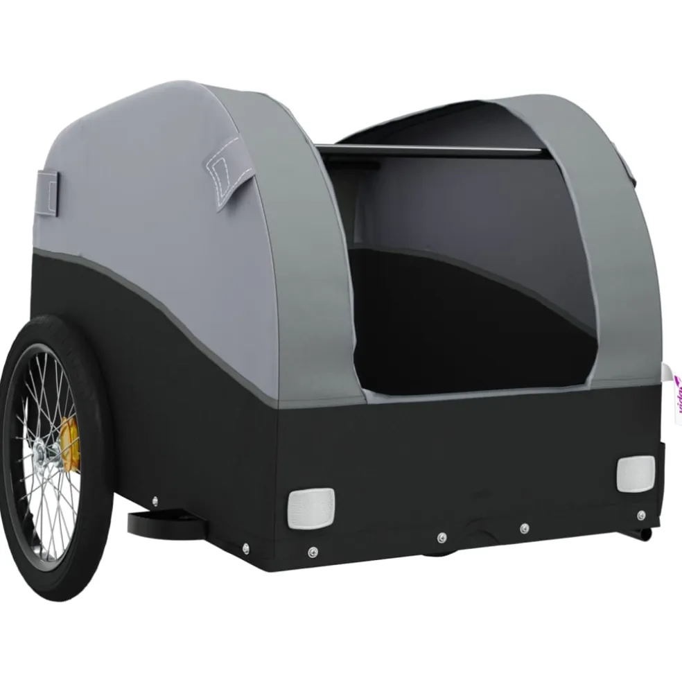vidaXL Fietstrailer 30 kg ijzer zwart en grijs