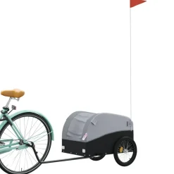 vidaXL Fietstrailer 30 kg ijzer zwart en grijs