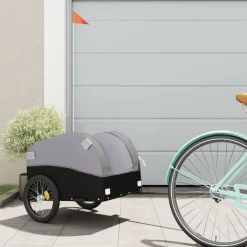vidaXL Fietstrailer 30 kg ijzer zwart en grijs