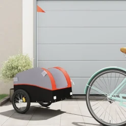 vidaXL Fietstrailer 30 kg ijzer zwart en oranje