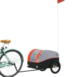 vidaXL Fietstrailer 45 kg ijzer zwart en blauw
