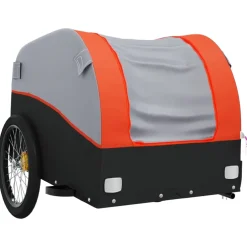 vidaXL Fietstrailer 45 kg ijzer zwart en blauw