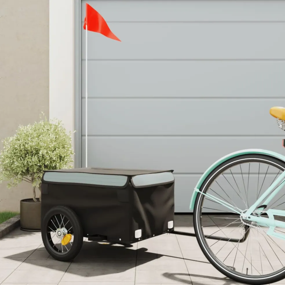 vidaXL Fietstrailer 30 kg ijzer zwart en grijs