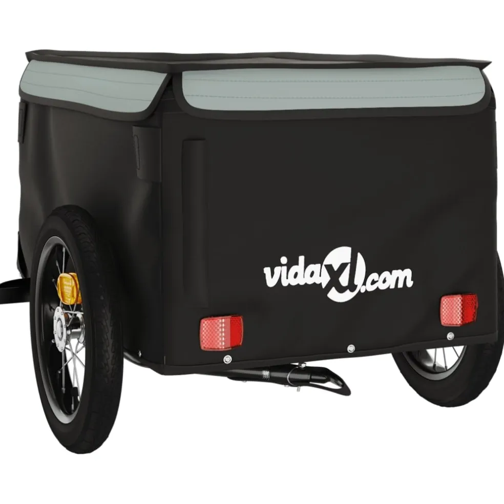 vidaXL Fietstrailer 30 kg ijzer zwart en grijs