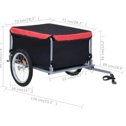 vidaXL Fietstrailer 65 kg zwart en rood