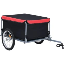 vidaXL Fietstrailer 65 kg zwart en rood