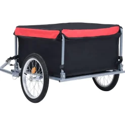 vidaXL Fietstrailer 65 kg zwart en rood