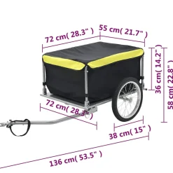 vidaXL Fietstrailer 65 kg zwart en geel
