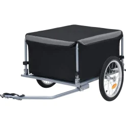 vidaXL Fietstrailer 65 kg zwart en grijs