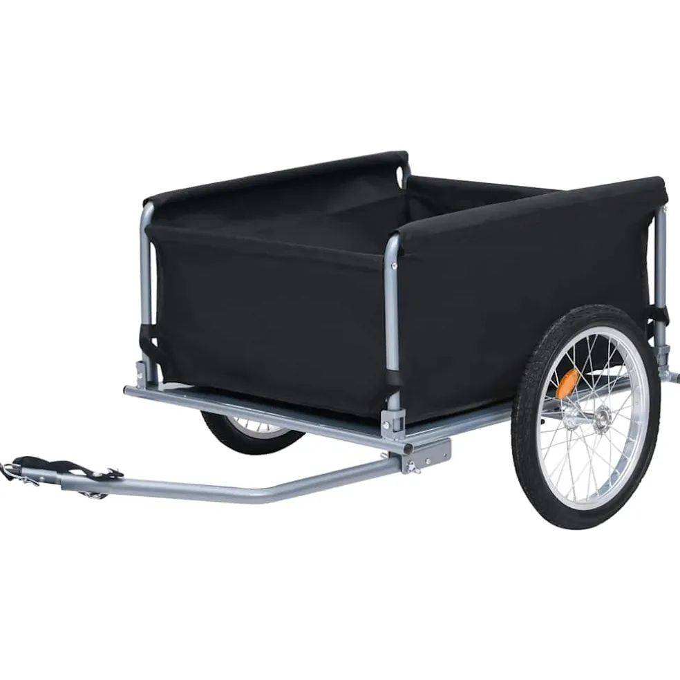 vidaXL Fietstrailer 65 kg zwart en grijs