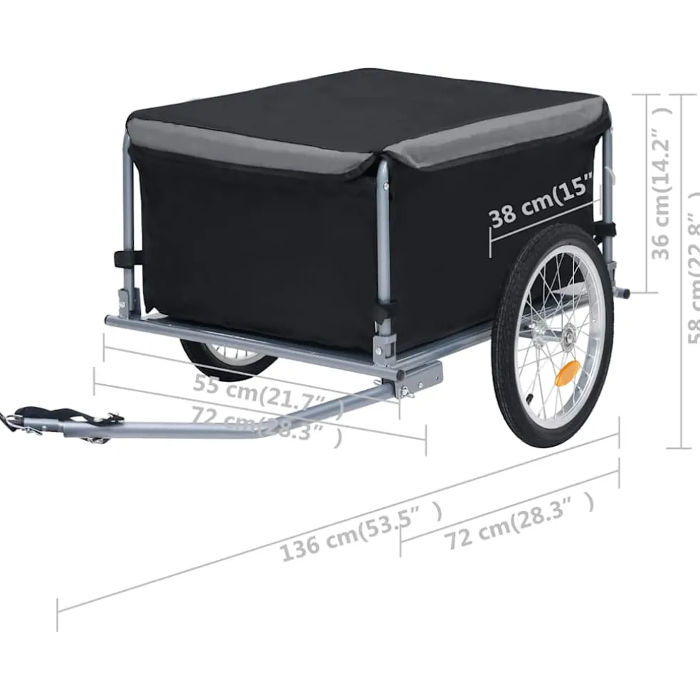 vidaXL Fietstrailer 65 kg zwart en grijs