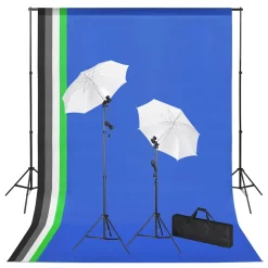 vidaXL Fotostudioset met achtergronden, lampen en paraplu's