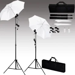 vidaXL Fotostudioset met achtergrond, lampen en paraplu's
