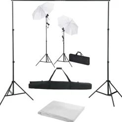 vidaXL Fotostudioset met achtergrond, lampen en paraplu's