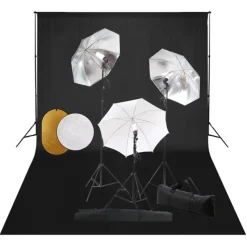vidaXL Fotostudioset met lampen, paraplu's, achtergrond en reflector