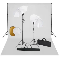 vidaXL Fotostudioset met lampen, paraplu's, achtergrond en reflector