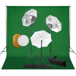 vidaXL Fotostudioset met lampen, paraplu's, achtergrond en reflector