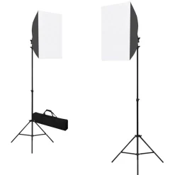 vidaXL Fotostudioset met softboxlampen en achtergronden