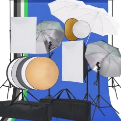 vidaXL Fotostudioset met softboxlampen paraplu's achtergrond reflector