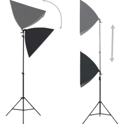 vidaXL Fotostudioset met softboxlampen en achtergrond