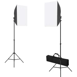 vidaXL Fotostudioset met softboxlampen, achtergrond en reflector