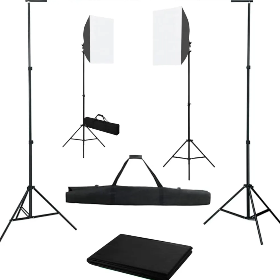 vidaXL Fotostudioset met softboxlampen en achtergrond