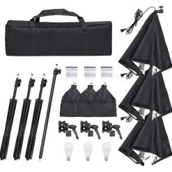 vidaXL Fotostudioset met verlichtingsset, achtergrond en reflector