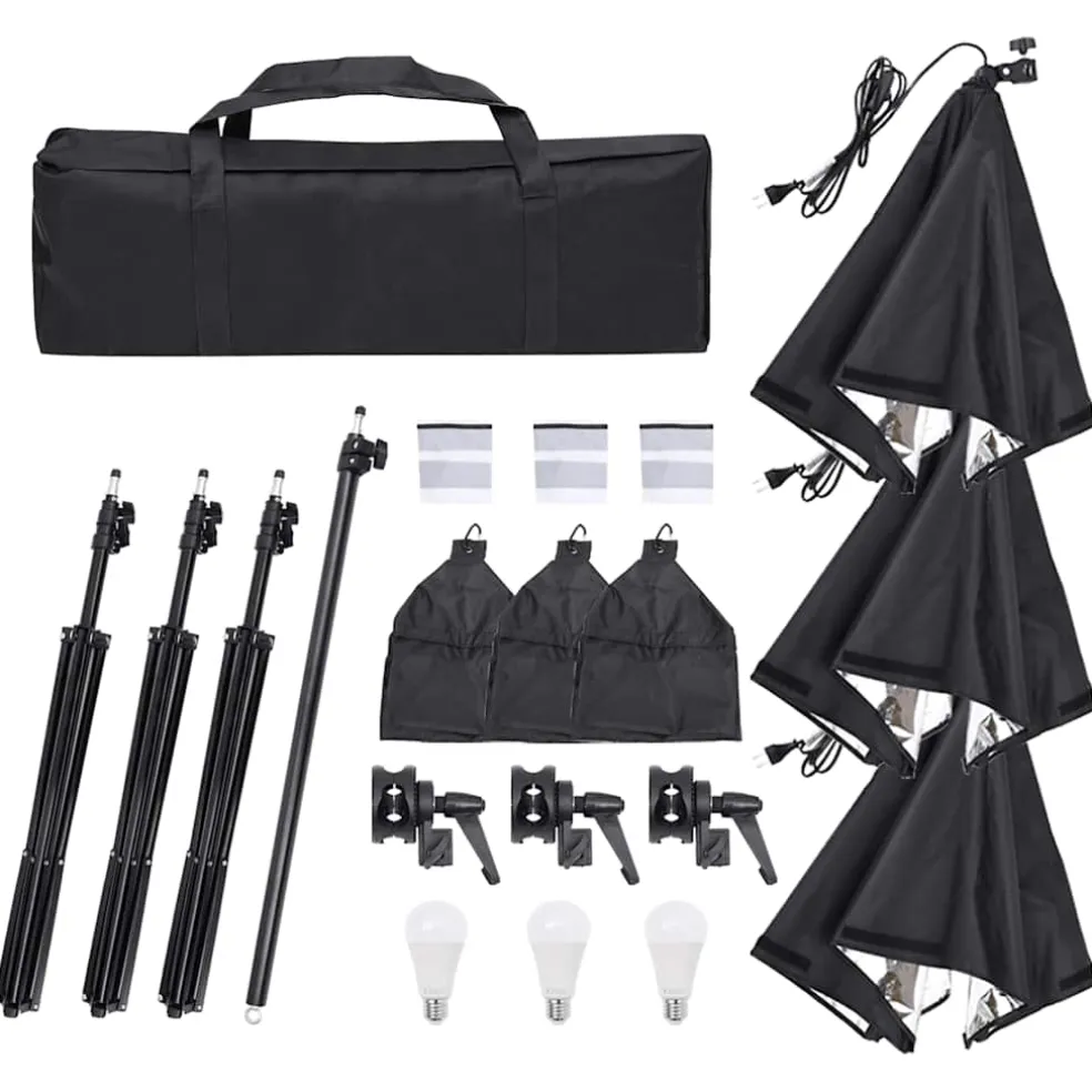 vidaXL Fotostudioset met verlichtingsset, achtergrond en reflector