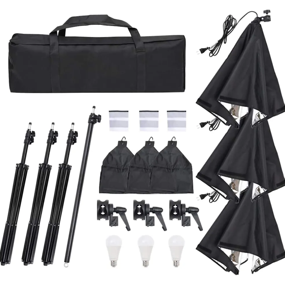 vidaXL Fotostudioset met verlichtingsset en achtergrond