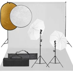 vidaXL Fotostudioset met verlichtingsset, achtergrond en reflector