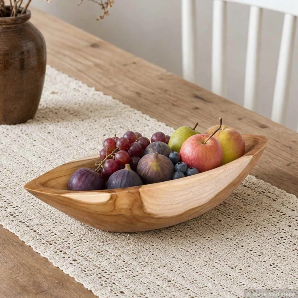 vidaXL Fruit Bowl JEPARA Teak Brown 46 x 16 x 11 cm