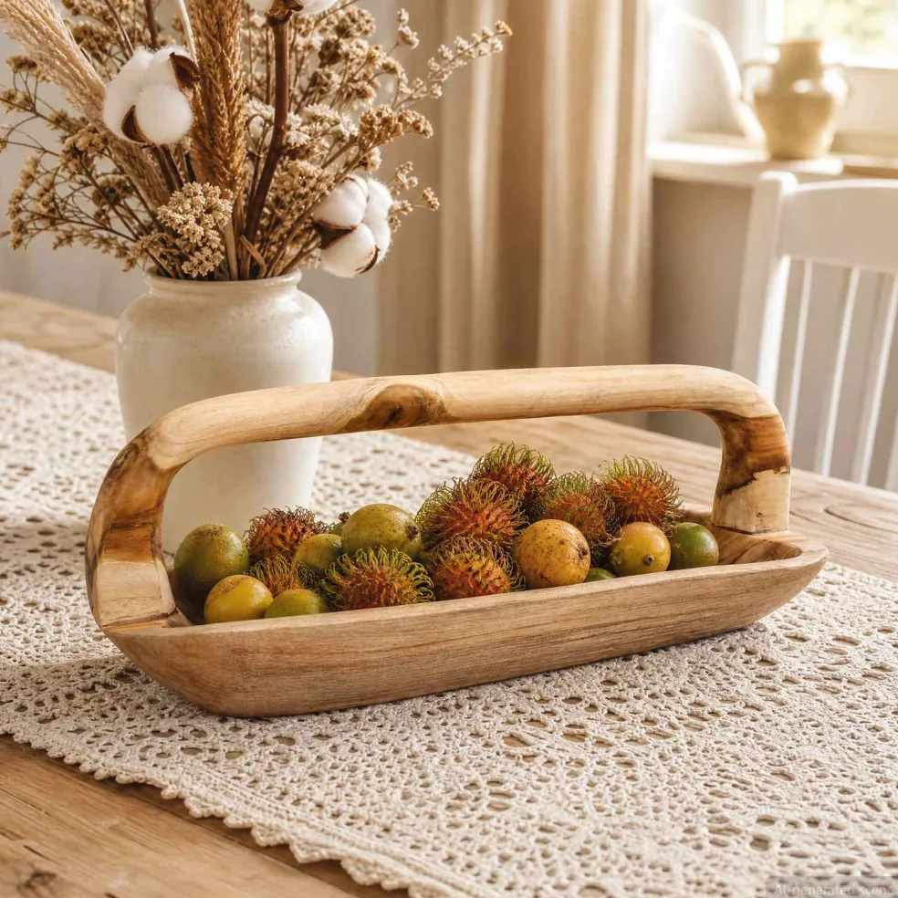 vidaXL Fruit Bowl JEPARA Teak Brown 61 x 21 x 21 cm