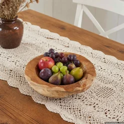 vidaXL Fruitschaal JEPARA Ø 30 cm Massief Teakhout Rond Teakbruin