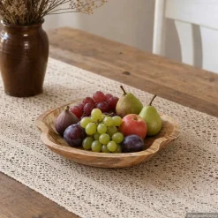vidaXL Fruitschaal JEPARA Teakbruin Ø 30 cm Massief Teakhout