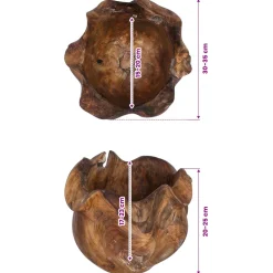 vidaXL Fruitschaal JEPARA Teakbruin Ø 35 cm Massief Teakhout