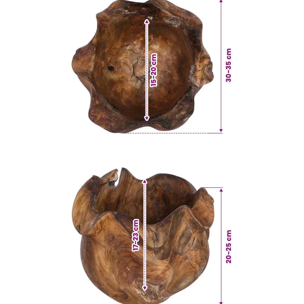 vidaXL Fruitschaal JEPARA Teakbruin Ø 35 cm Massief Teakhout