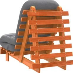 vidaXL Futon slaapbank met matras 60x206x11 cm grenenhout wasbruin