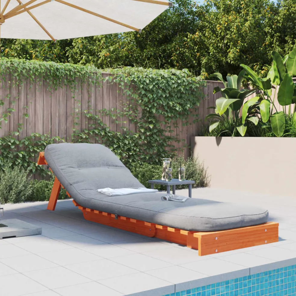 vidaXL Futon slaapbank met matras 60x206x11 cm grenenhout wasbruin