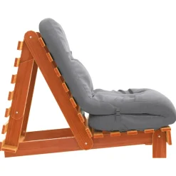 vidaXL Futon slaapbank met matras 60x206x11 cm grenenhout wasbruin