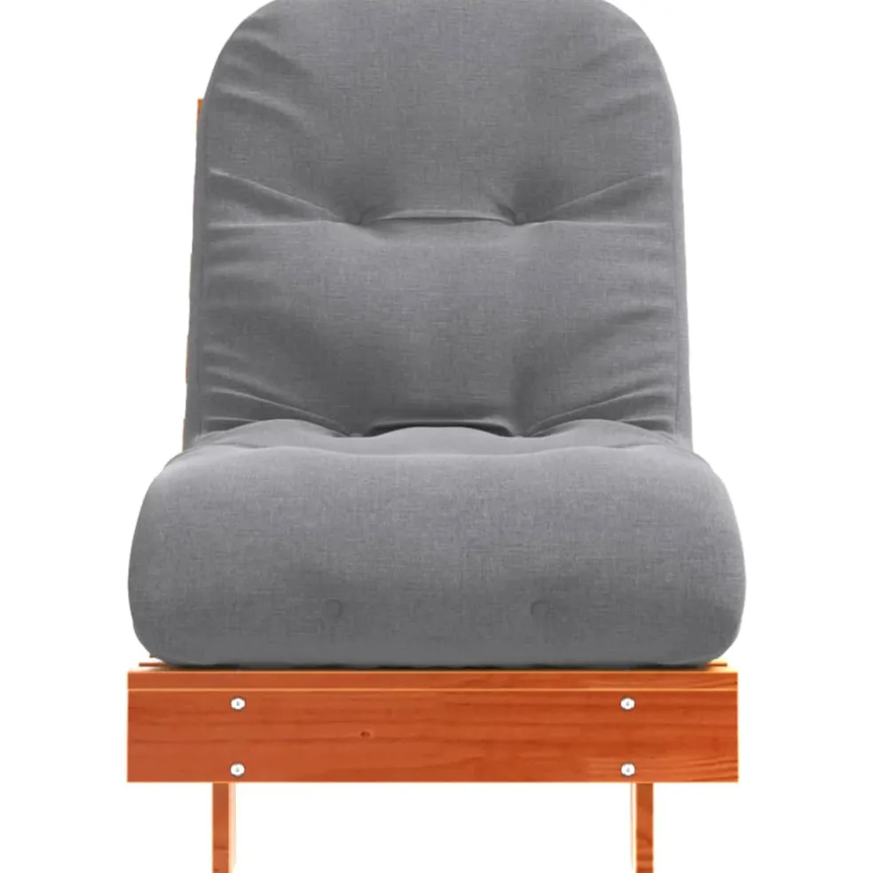 vidaXL Futon slaapbank met matras 60x206x11 cm grenenhout wasbruin