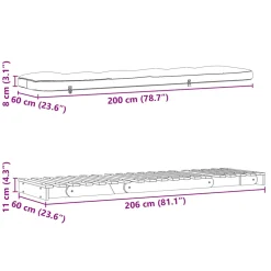 vidaXL Futon slaapbank met matras 60x206x11 cm massief grenenhout wit